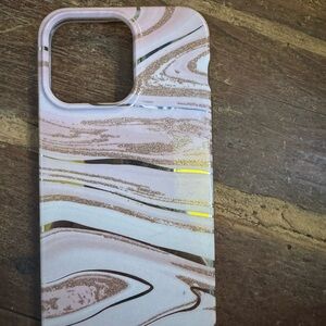 Marble Pattern Phone Case - Pink and Gold